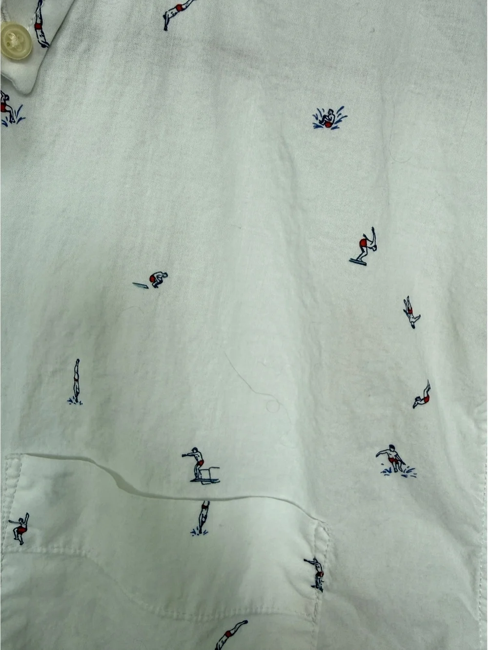 Banana Republic Men’s Medium White Diver Print Organic Cotton Shirt Standard Fit